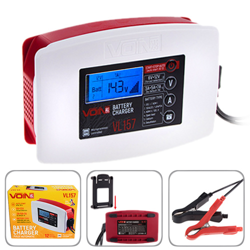 Зарядний пристрій VOIN VL-157 6&12V/3-5-7A/3-120AHR/LCD імпульсний