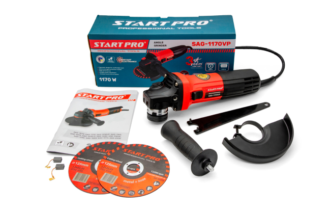 Кутошліфувальна машина START PRO SAG-1170VP (діаметр диска: 125мм)